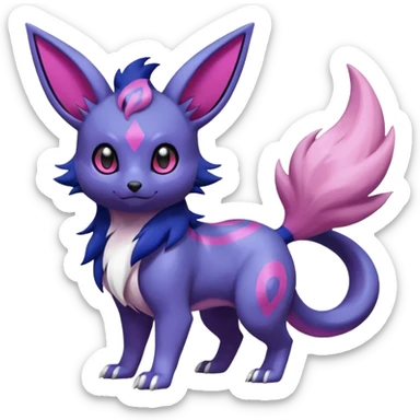 Shiny White with Violet and Indigo and pink markings Eevee-Liepard-Salandit-Zorua-Pokémon-Digimon-Fakémon-fusion-hybrid-creature sticker