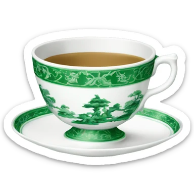 Green and white chinoiserie teacup sticker