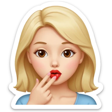 A cute circular blowing a smooch kiss and little bite on the lower lip sticker