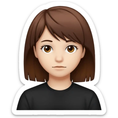 emo with brown hair and side-swept bangs sticker