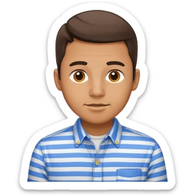 Man with blue Striped Shirt not a t shirt sticker