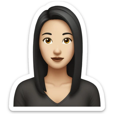 Create a face of myself. I'm a girl, Asian, round bit square face, full lips, dark brunette sticker