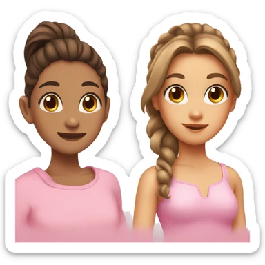 a girl with high ponytail a girl with long brown hair and hazel eyes with tan wearing pink slim sticker