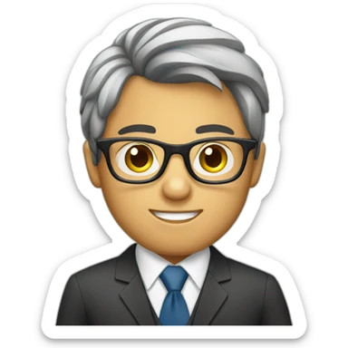 a boy with specs in business suit sticker