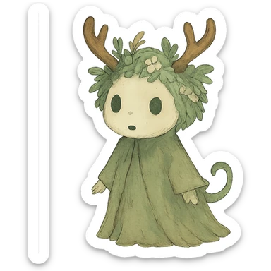 forest spirit character in ghibli style with soft colors and whimsical atmosphere sticker