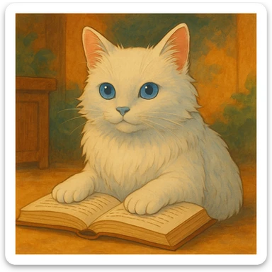 Make the cat's eyes bright blue, keep the original style. sticker