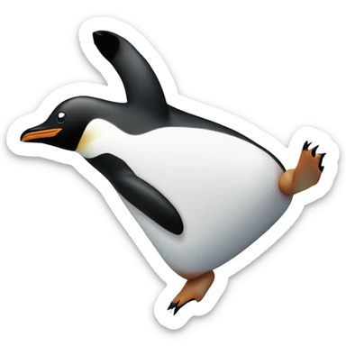 Penguin sliding on its belly on the ice sticker