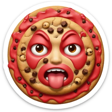 Angry emoji that’s eating a lot of cookies sticker