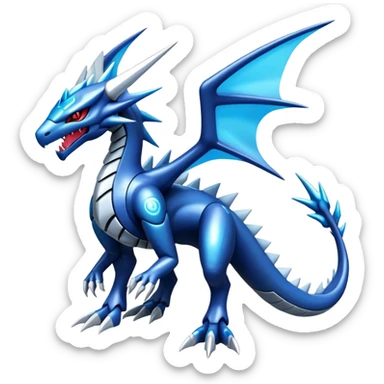  Cool Edgy Shiny Futuristic Ethereal Legendary Dialga-Digimon-Salamence-Kyurem-hybrid full body sticker