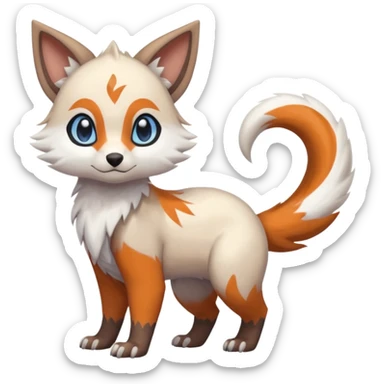 Shiny Brown Orange Blue White Beige Linoone-Absol-Trico-Furret-Hybrid (Full body) sticker