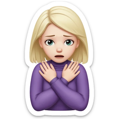 white girl with arms on her neck fake chokinh herself  because she is stressed  sticker