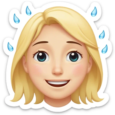 Laughing crying tears down face emoji but with eyes looking up sticker