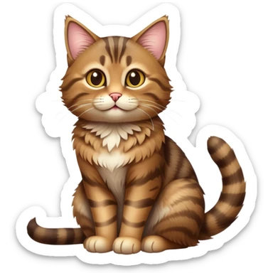 cinematic-[brown tabby cat]-realistic-full-body-sitting-emoji,-tail-curled-playfully-around-its-paws,-head-tilted-dramatically,-fluffy-[tabby]-fur,-simplified-yet-hilariously-adorable-features,-highly-detailed,-glowing-with-an-almost-sarcastic-glow sticker
