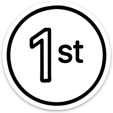 first ,a 1 in a circle with 'st' in the circle sticker