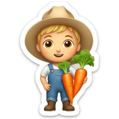 baby farmer holding carrots sticker