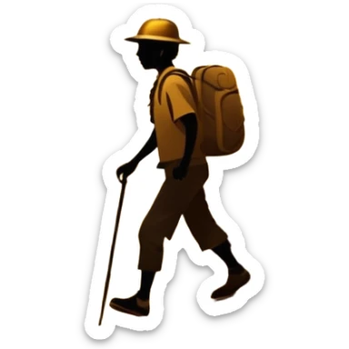 
una mezcla de sol + montaña + caminante estilo petroglifo sticker