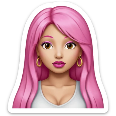 Nicki Minaj with long pink hair sticker