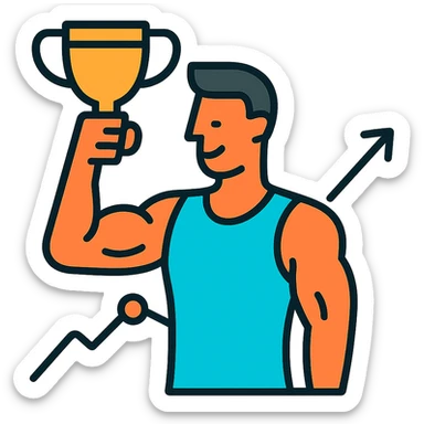 a sportman has a great results doing his workouts sticker