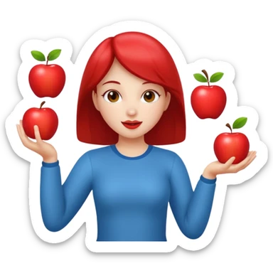 a Circus cute girl juggling two apple sticker