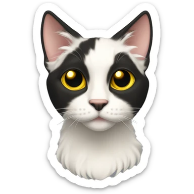 Pointed black ear tufts small sleek short haired solid black furred cat full body yellow eyes  sticker