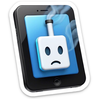 blue smoke coming out of a black microchip sticker