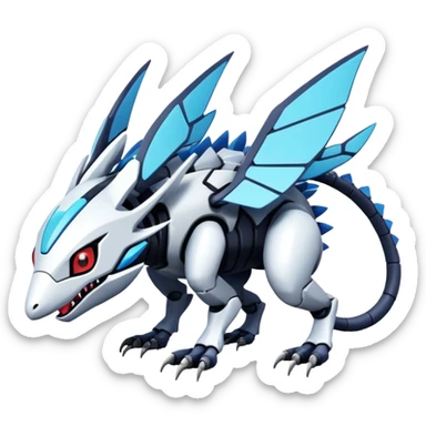 exotic futuristic modern cyber-Fakémon-Digimon-Trico-Vernid-creature sticker