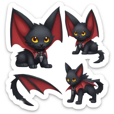 cool edgy black punk red nargacuga-bat-cat-animal hybrid Fakemon collar full body sticker