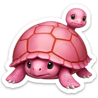 light pink turtle with a much bigger head in chibi style, red shell, cute, adorable, looks like a stuffed animal with no details in skin sticker
