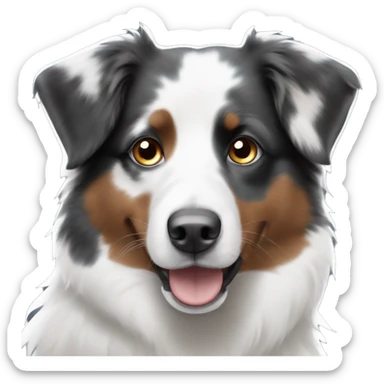 Black and white Australian shepherd with one blue eye and one brown eye with white stripe between eyes sticker