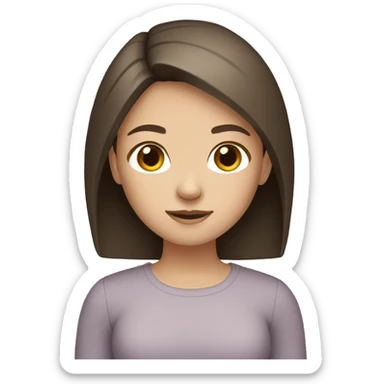 caucasian girl with medium straight dark brown hair, light brown eyes sticker