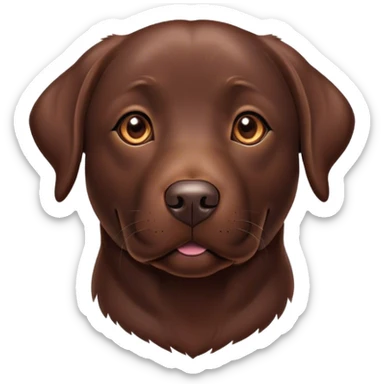 Cinematic Noble Chocolate Labrador Portrait Emoji, Poised and regal, with a robust, muscular build and a rich, glossy chocolate Fur, deep-set soulful brown eyes, Simplified yet sharp and sophisticated features, highly detailed, glowing with a soft, dignified glow, high shine, intelligent and gentle, stylized with an air of confidence, focused and attentive, soft glowing outline, capturing the essence of a watchful and loving companion, so majestic it feels as though it could bound out of the screen with effortless authority! sticker