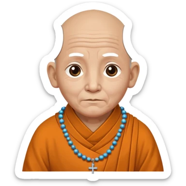 An elderly monk with prayer beads, calm eyes, and wise presence.
 sticker