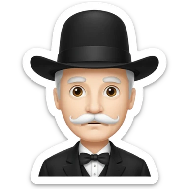 very big white moustachhe and typical 1900 black elegant clothes and hat . politician pose sticker