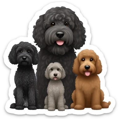 Big Black Labradoodle, grey Smaller Labradoodle and Brown big Labrsdoodle sticker