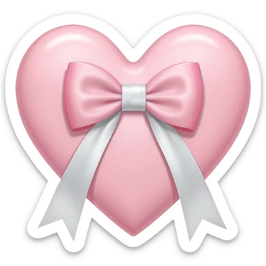 Light pink heart with white ribbon bow sticker