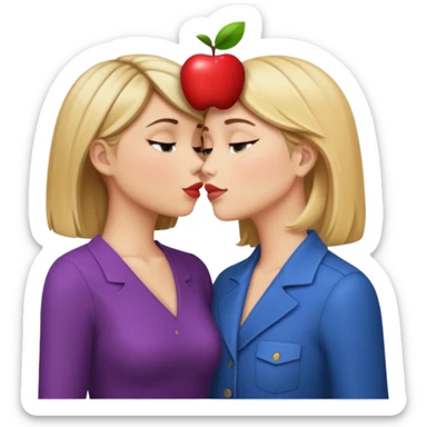 Chloe Sullivan kissing Lana Lang, apple style emoji sticker