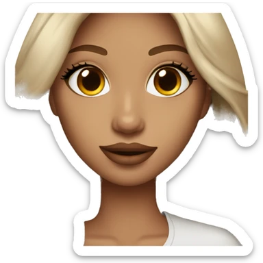 A girl with long brown  hair white skin lip filler brown eyes in a rich people outfit  sticker