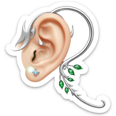 Elvish fae shiny sparkly translucent diaphanous ear climber ear piece ear cuff ear climber apparel sticker