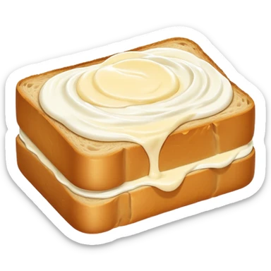 a piece of bread with mayonnaise sticker