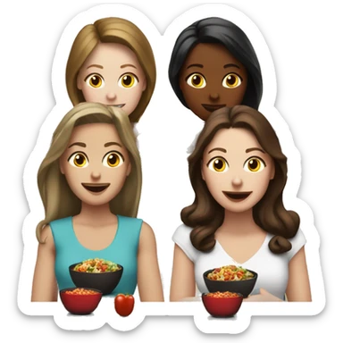3 white brunette girls eating at chilis sticker