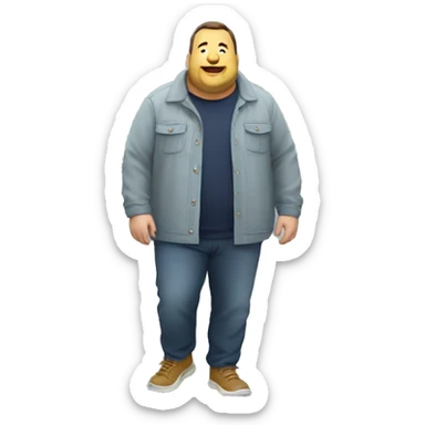 Fat man with Napapijri overshirt zoomin sticker