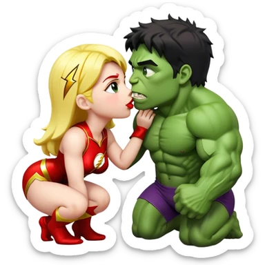 The Flash in Kiss She Flash Girl Romantic Hulk "3d Emoji Old" sticker