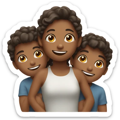 happy girl with boys indoors sticker