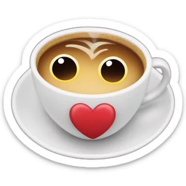 Two cups of coffee hugging with a heart sticker