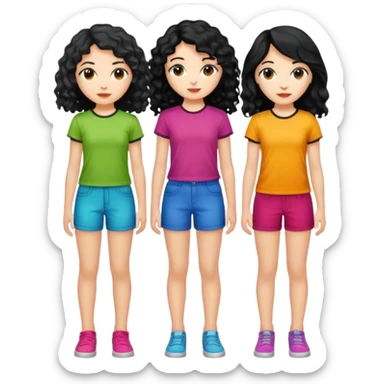 Haz algo relaciono con Disney donde haya quatre chicas con el tono de piel carne, una con el pelo rizado largo, una con el pelo muy corto negro, una con el cabello ondulado mediano y la otra con el pelo negro largo para poner en la parte delantera de la camiseta sticker