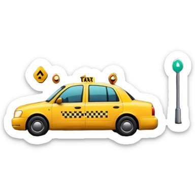 City Rain Scenes, Taxi reflection + puddle. sticker