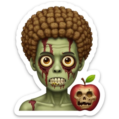 zombie boy with an afro, apple style emoji sticker