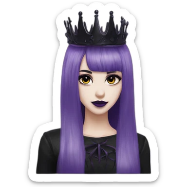 Elissabat-with-bangs-long-hair-dark-purple-and-black-vampire-goth-makeup-crown sticker