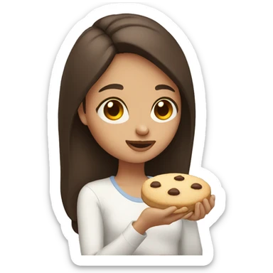 Brown eye brunette eating sugar cookies sticker