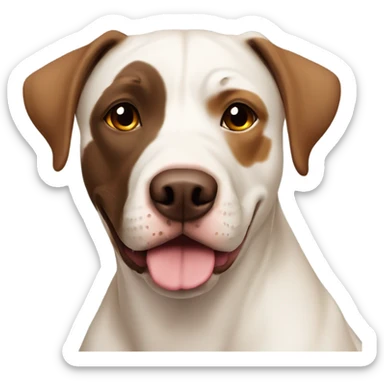 Labrador/Pit bull mix dog white with brown patches more brown sticker
